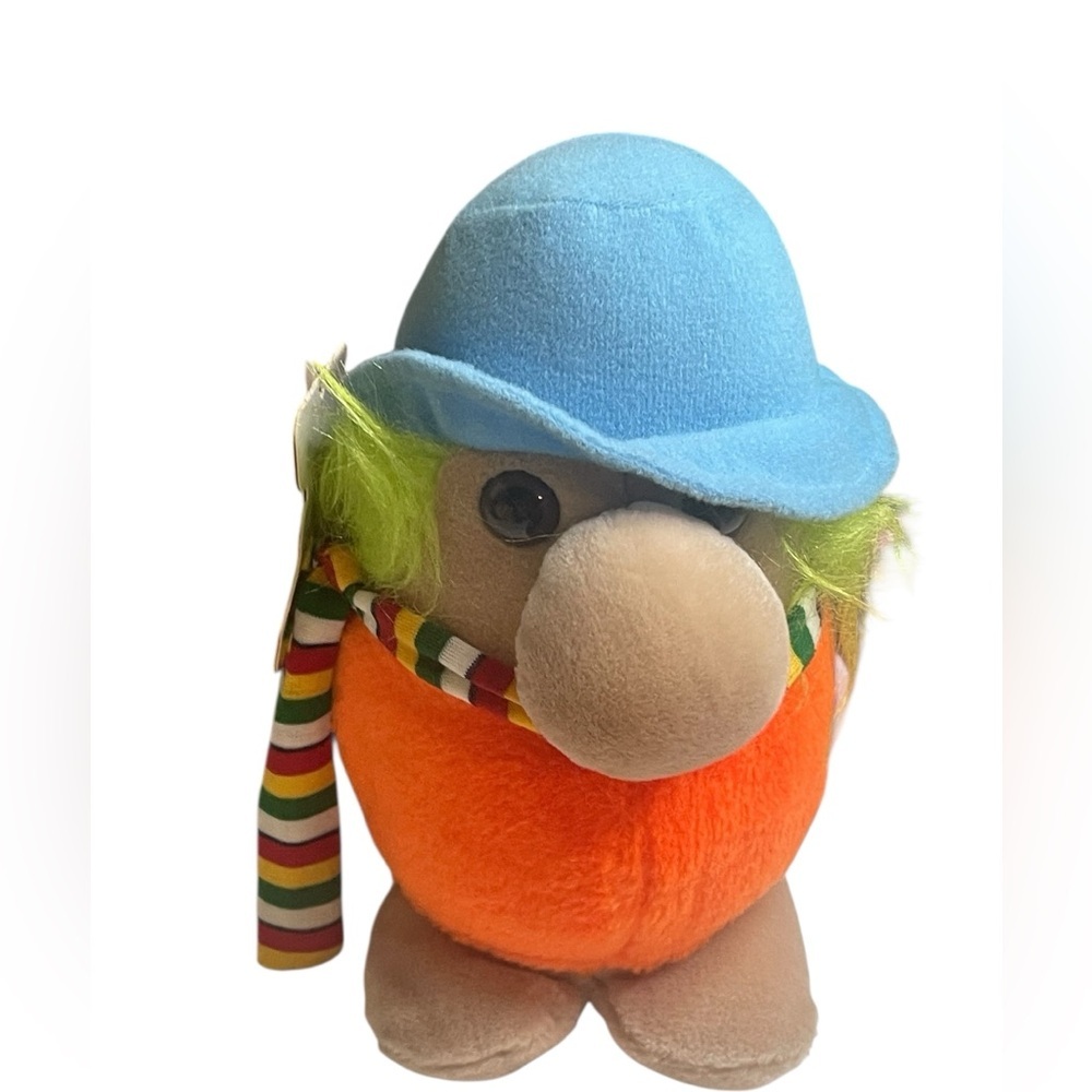 Vintage 80s Russ Berrie Blumps Plush 9" Toy with Striped Scarf AKA Dr Who w tags